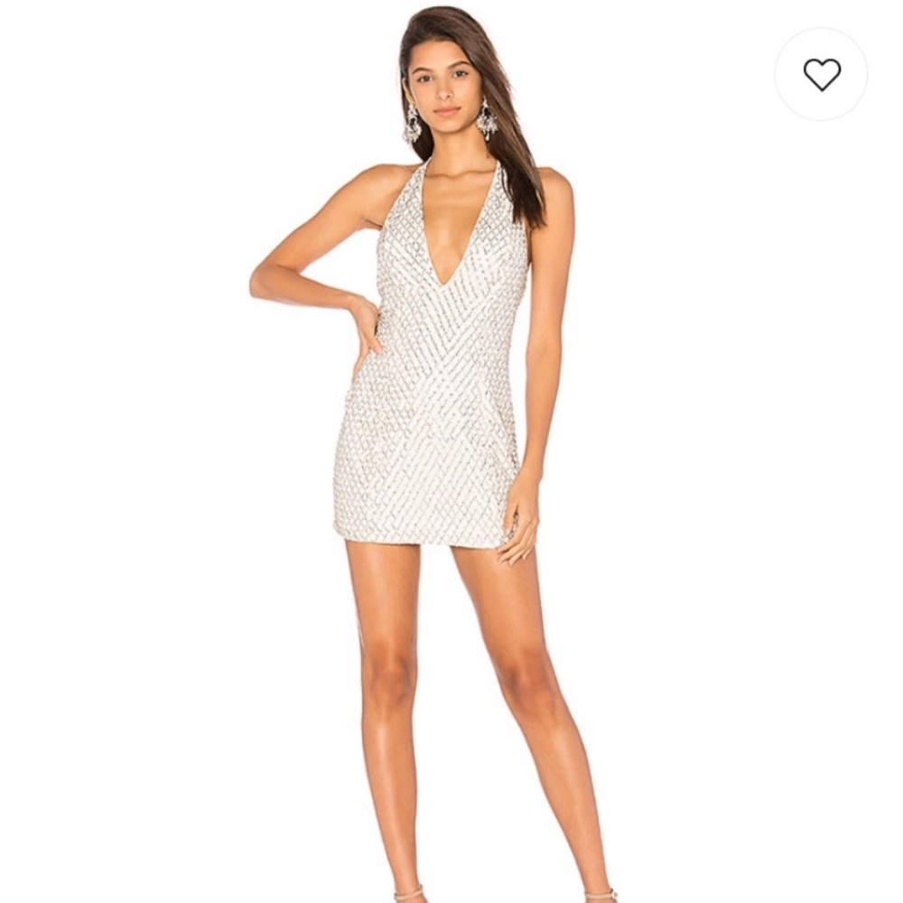 X by NBD dress Jack mini bead Ivory/Silver M NWT